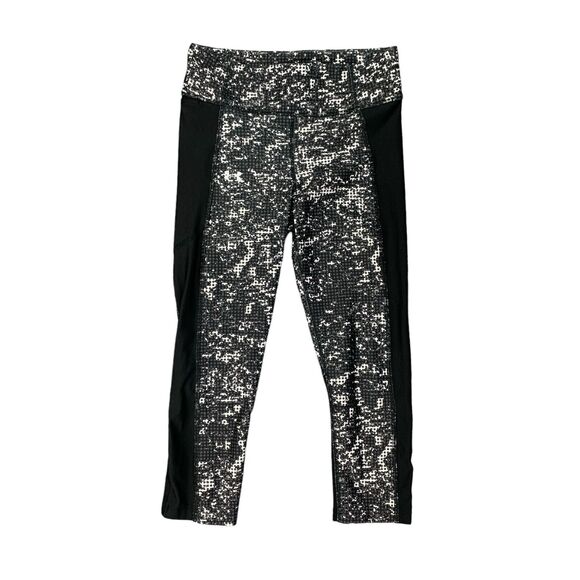 Under Armour Leggings Womens S Small Gray Black Vented Panel Heatgear Capri - Picture 1 of 13